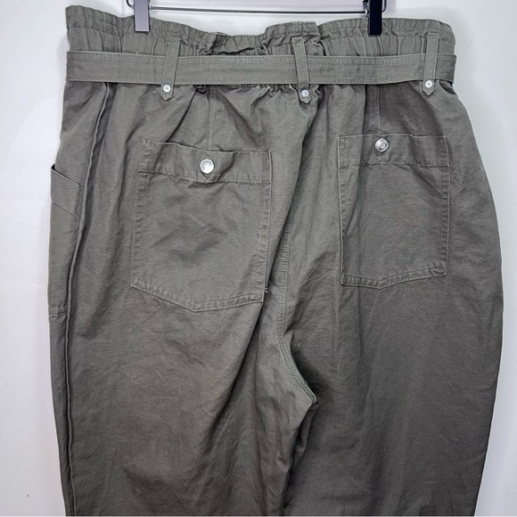 Banana Republic Green Linen Tapered Pants The Paperbag Pant Size 20 - Picture 10 of 15